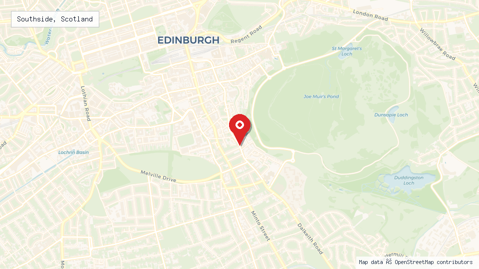 Street map of Southside, Scotland with location pin