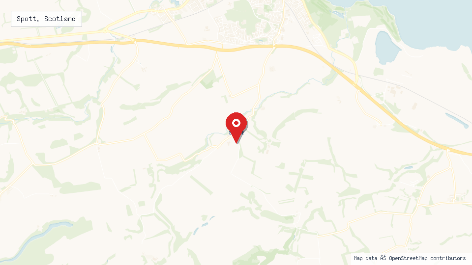Street map of Spott, Scotland with location pin