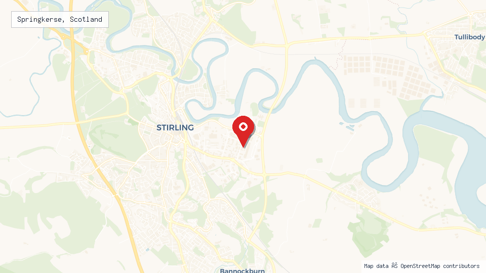 Street map of Springkerse, Scotland with location pin
