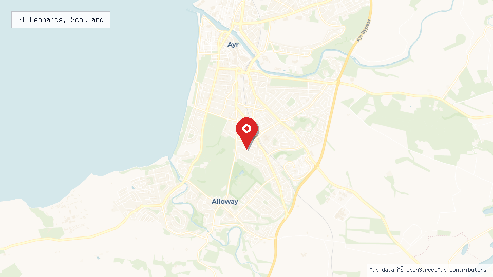 Street map of St Leonards, Scotland with location pin