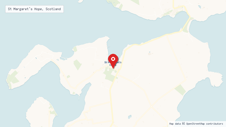 Street map of St Margaret's Hope, Scotland with location pin