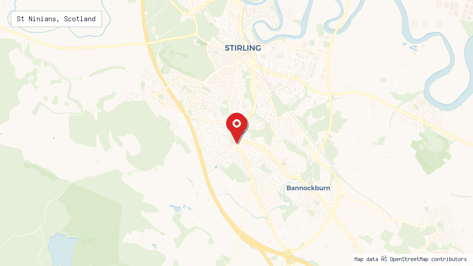 Street map of St Ninians, Scotland with location pin