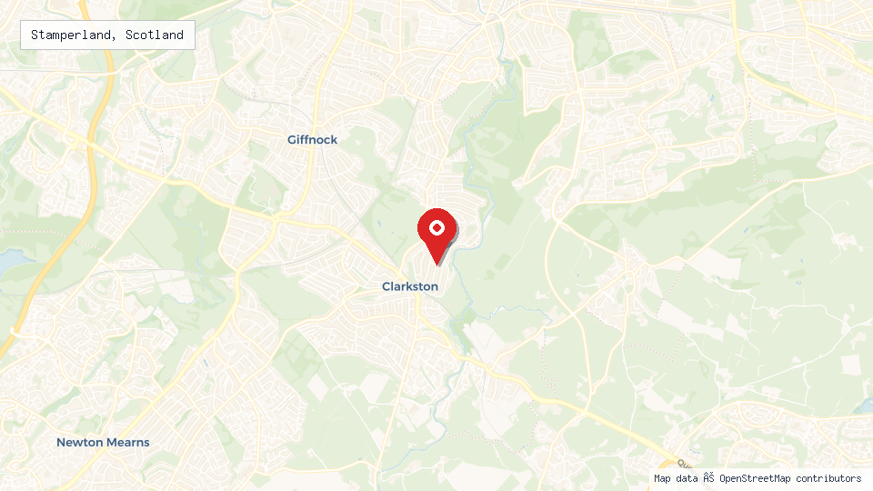 Street map of Stamperland, Scotland with location pin