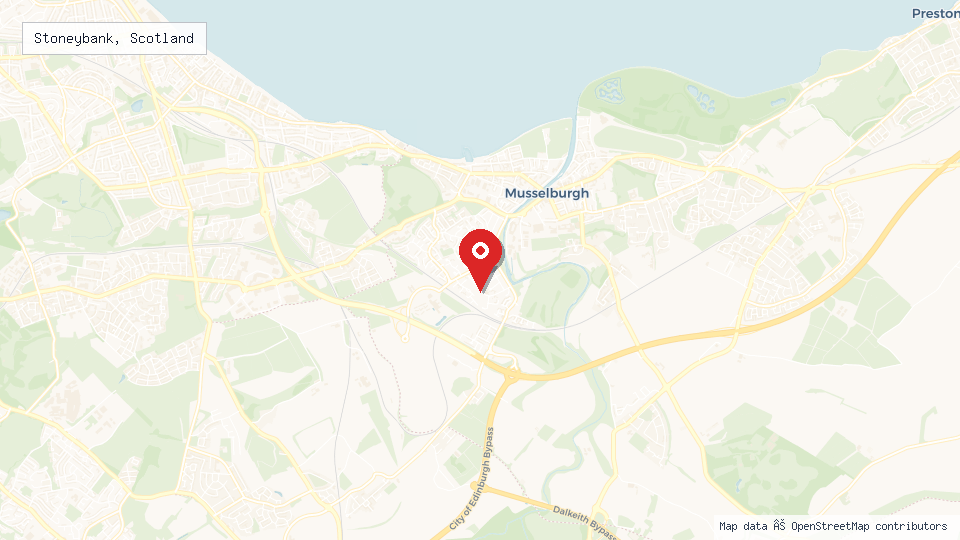 Street map of Stoneybank, Scotland with location pin