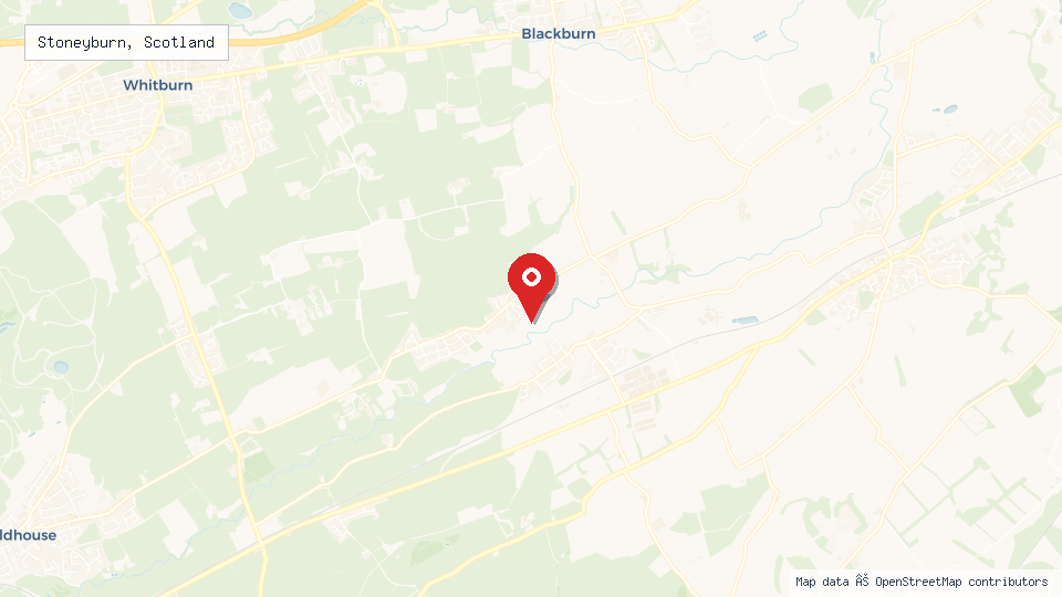Street map of Stoneyburn, Scotland with location pin