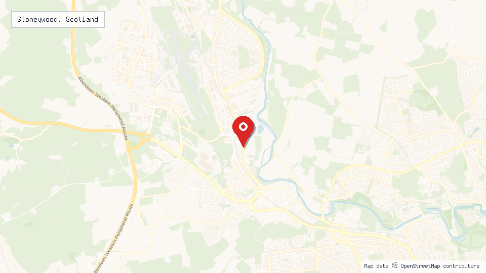Street map of Stoneywood, Scotland with location pin