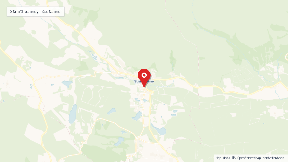 Street map of Strathblane, Scotland with location pin
