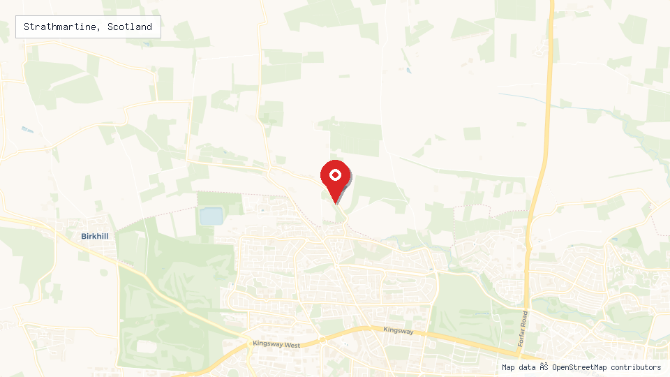 Street map of Strathmartine, Scotland with location pin