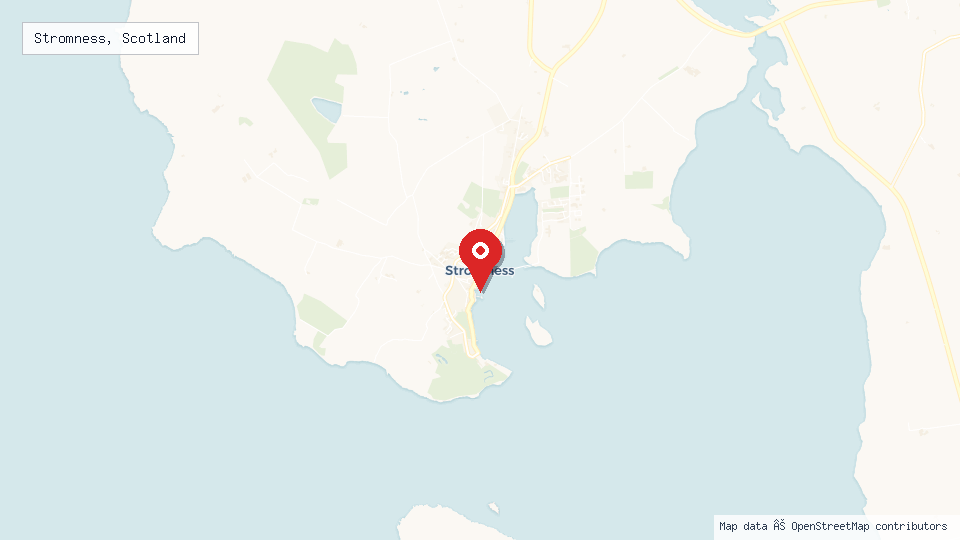 Street map of Stromness, Scotland with location pin