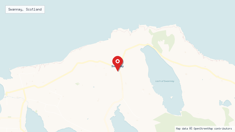 Street map of Swannay, Scotland with location pin