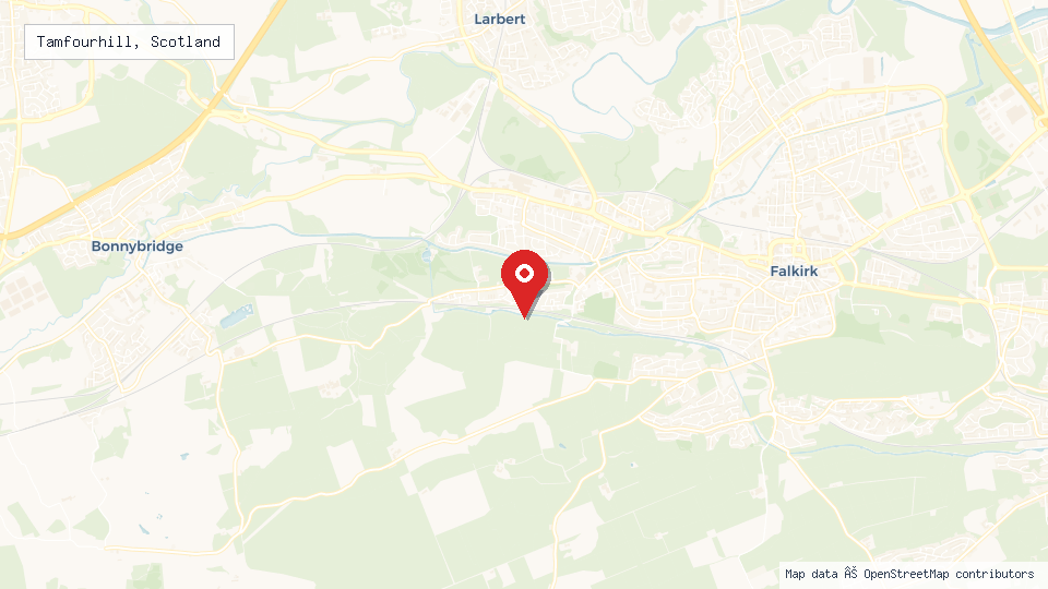 Street map of Tamfourhill, Scotland with location pin