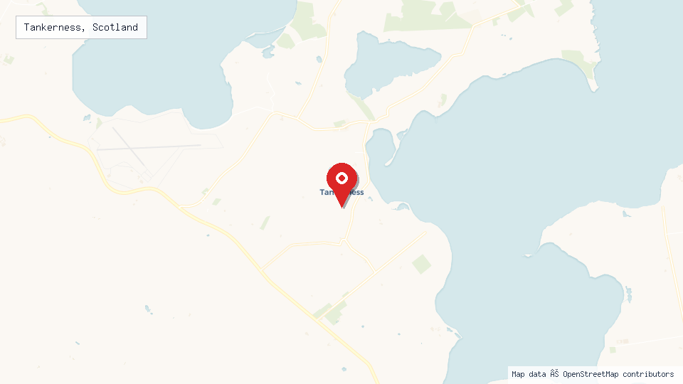 Street map of Tankerness, Scotland with location pin