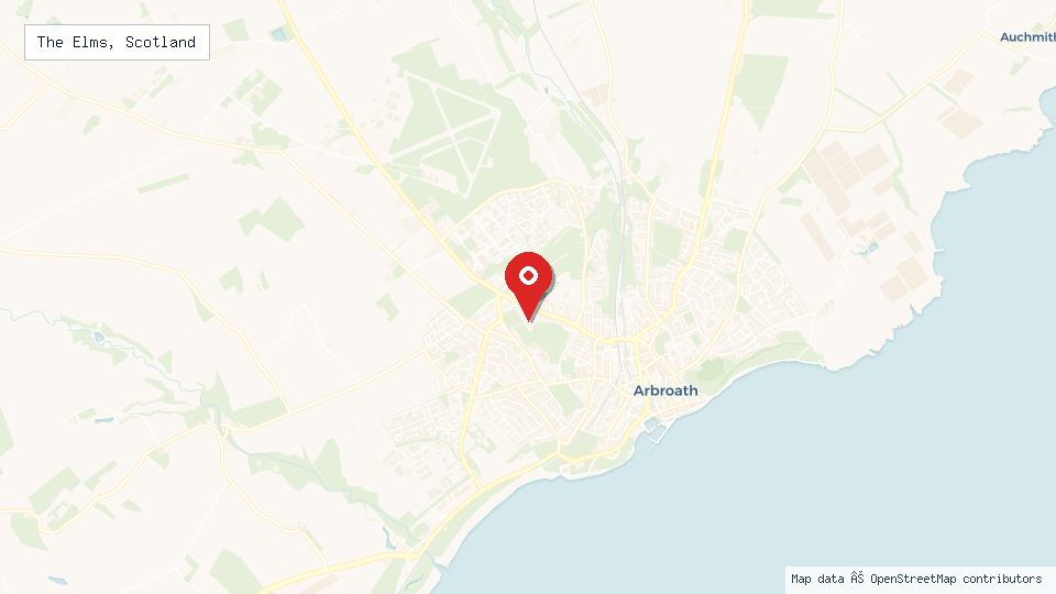 Street map of The Elms, Scotland with location pin