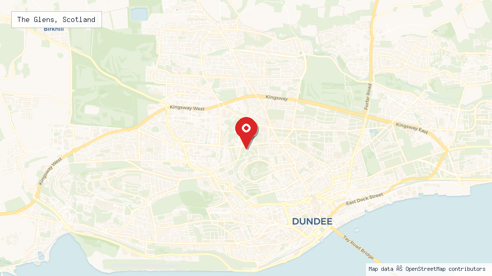 Street map of The Glens, Scotland with location pin