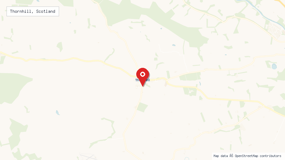 Street map of Thornhill, Scotland with location pin