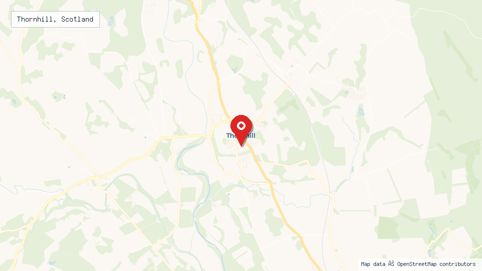 Street map of Thornhill, Scotland with location pin