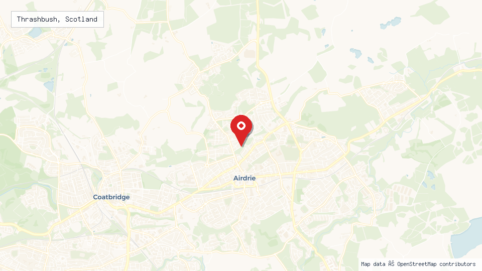 Street map of Thrashbush, Scotland with location pin