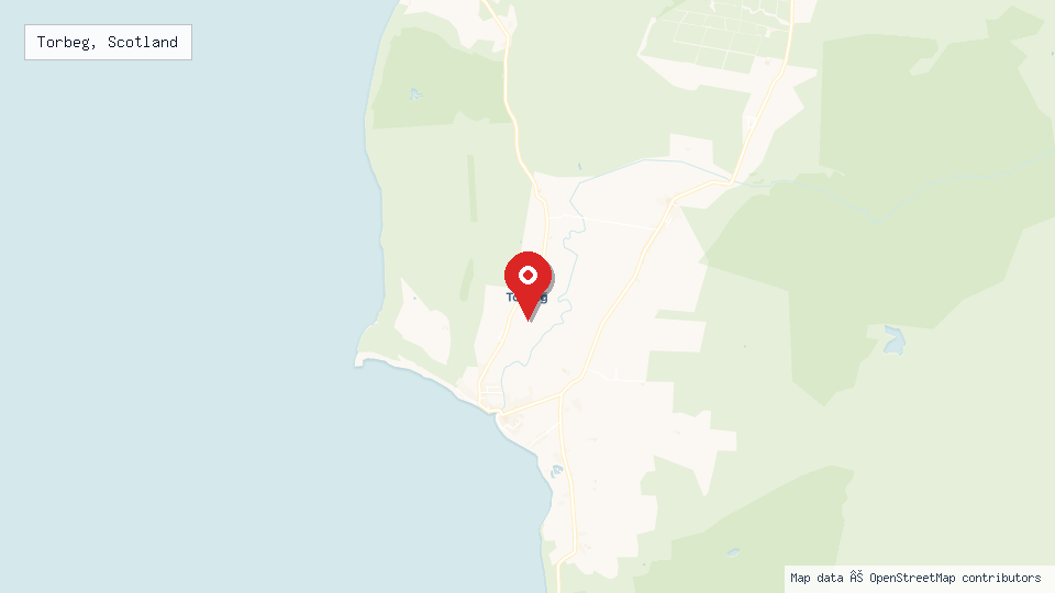 Street map of Torbeg, Scotland with location pin