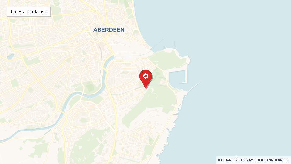 Street map of Torry, Scotland with location pin