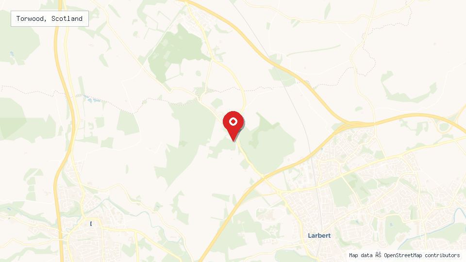 Street map of Torwood, Scotland with location pin