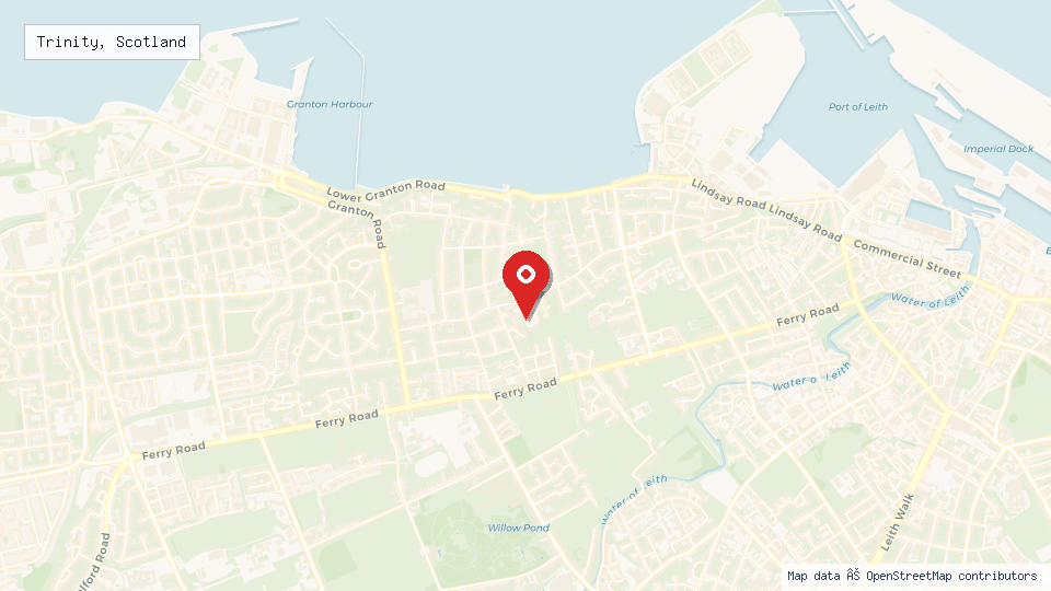 Street map of Trinity, Scotland with location pin