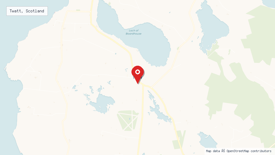 Street map of Twatt, Scotland with location pin