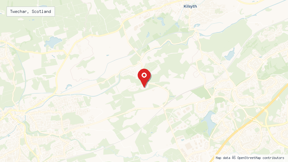 Street map of Twechar, Scotland with location pin