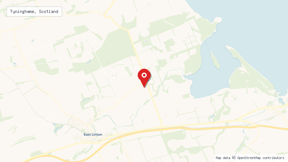 Street map of Tyninghame, Scotland with location pin