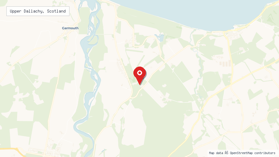 Street map of Upper Dallachy, Scotland with location pin