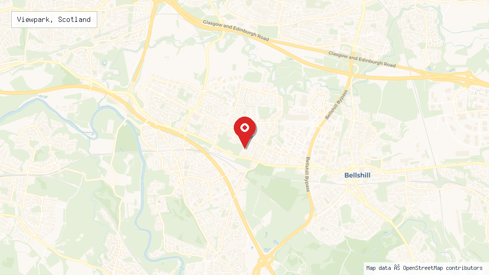 Street map of Viewpark, Scotland with location pin