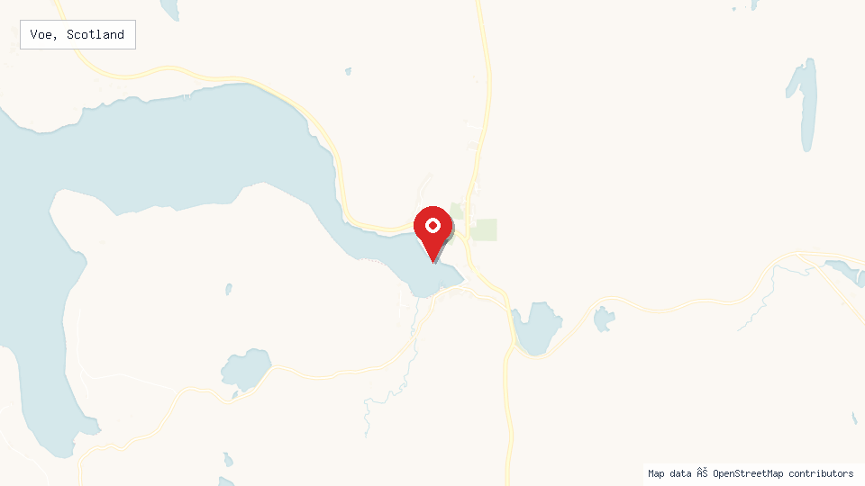 Street map of Voe, Scotland with location pin
