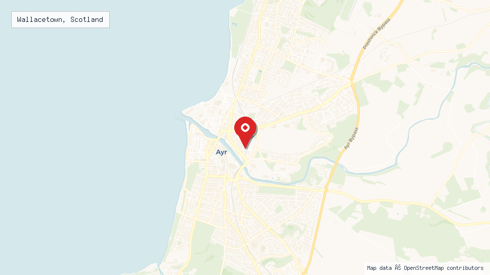 Street map of Wallacetown, Scotland with location pin