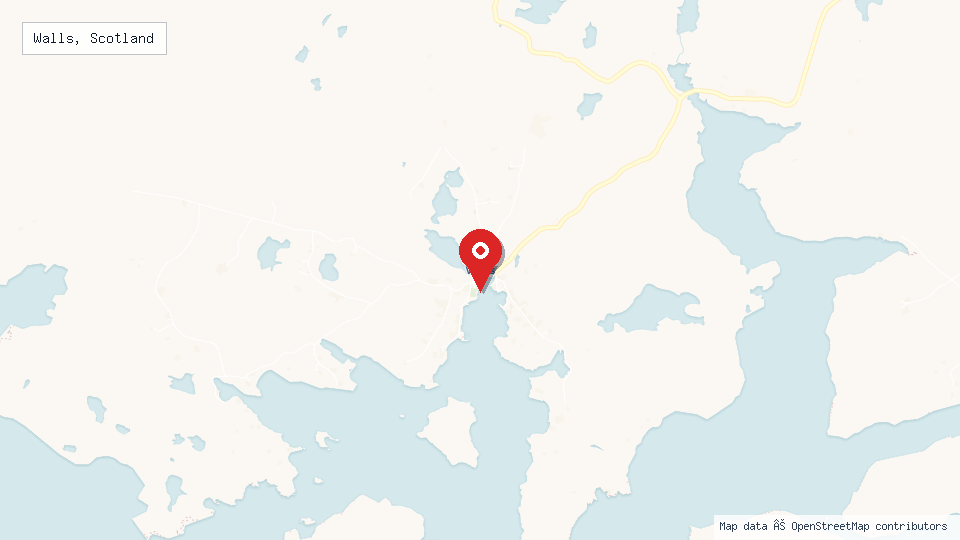 Street map of Walls, Scotland with location pin