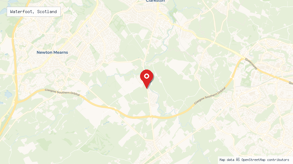Street map of Waterfoot, Scotland with location pin
