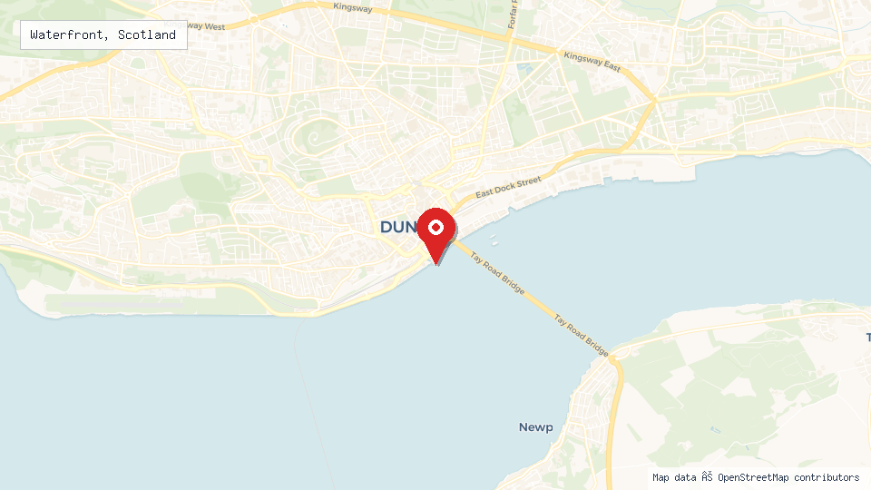 Street map of Waterfront, Scotland with location pin