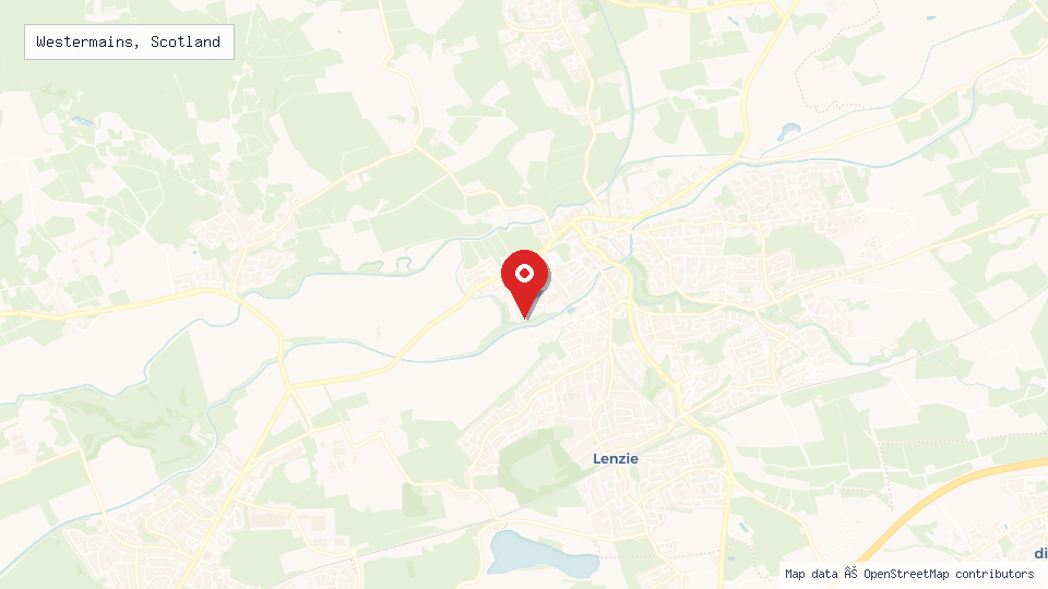 Street map of Westermains, Scotland with location pin