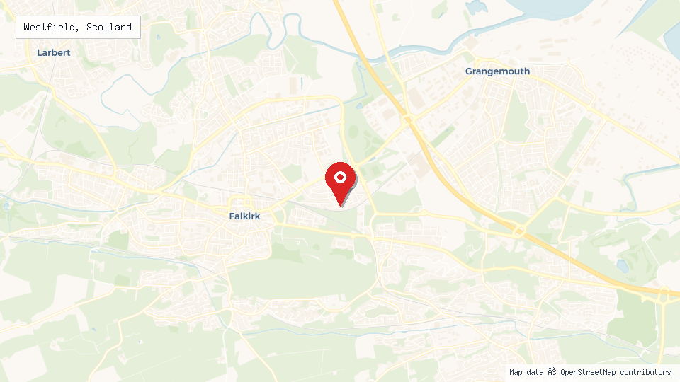 Street map of Westfield, Scotland with location pin