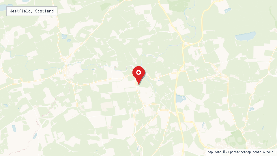 Street map of Westfield, Scotland with location pin