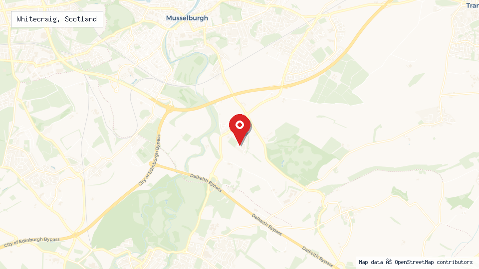 Street map of Whitecraig, Scotland with location pin