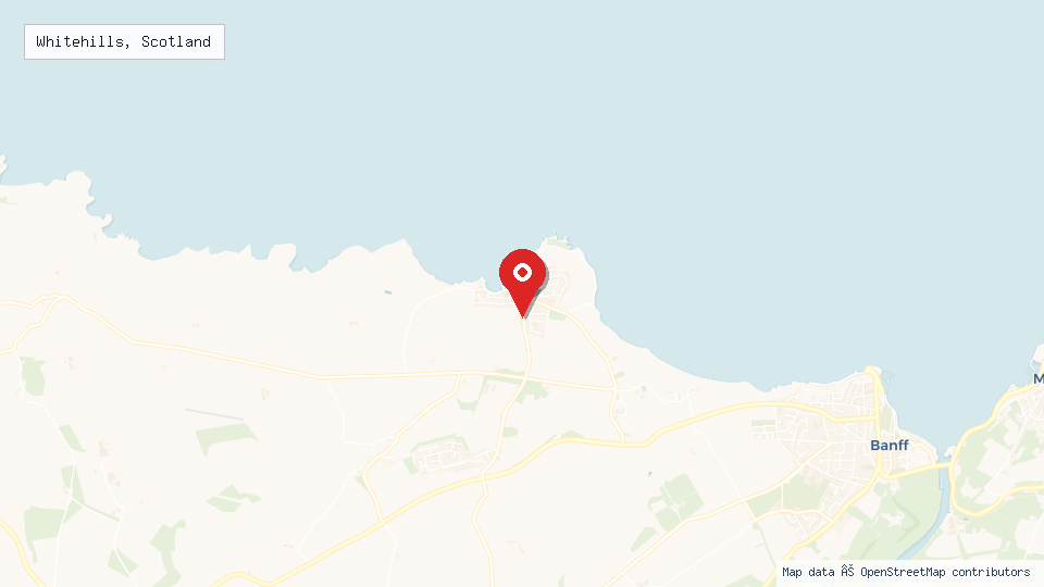 Street map of Whitehills, Scotland with location pin