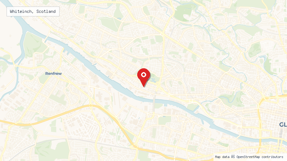 Street map of Whiteinch, Scotland with location pin