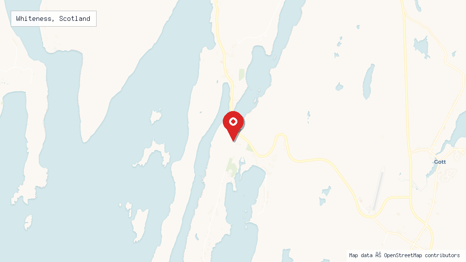 Street map of Whiteness, Scotland with location pin