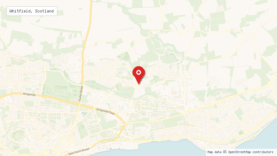 Street map of Whitfield, Scotland with location pin