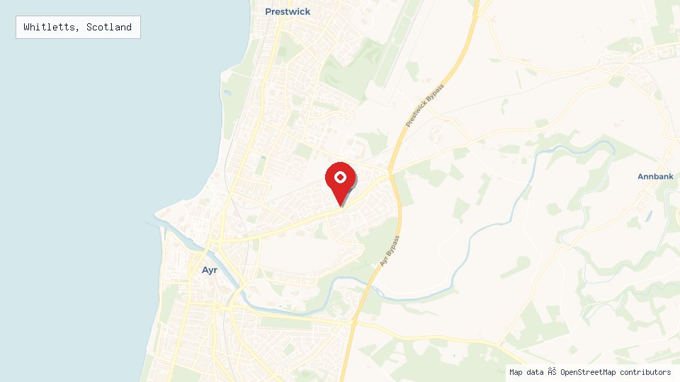 Street map of Whitletts, Scotland with location pin
