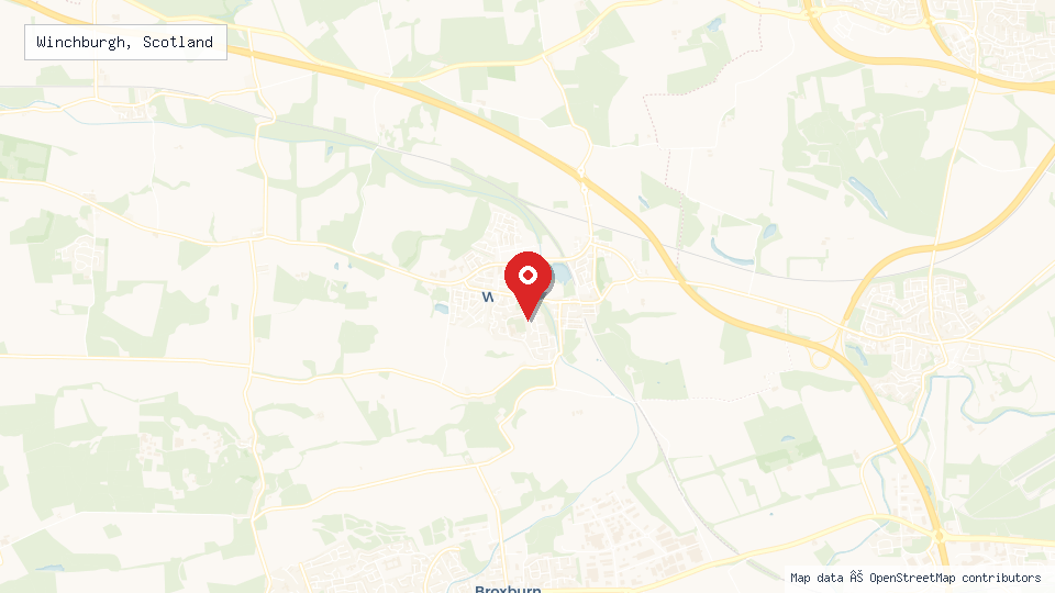 Street map of Winchburgh, Scotland with location pin