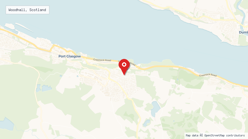 Street map of Woodhall, Scotland with location pin
