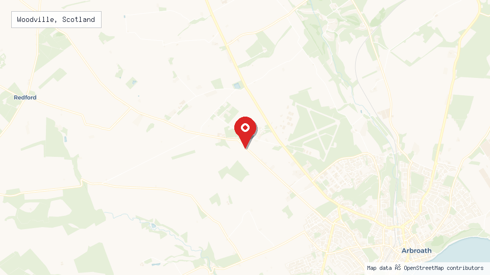 Street map of Woodville, Scotland with location pin