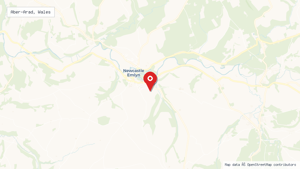 Street map of Aber-Arad, Wales with location pin