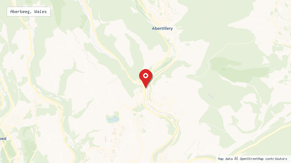 Street map of Aberbeeg, Wales with location pin