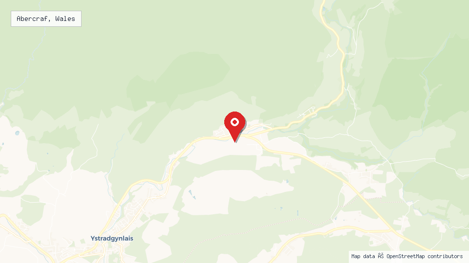 Street map of Abercraf, Wales with location pin